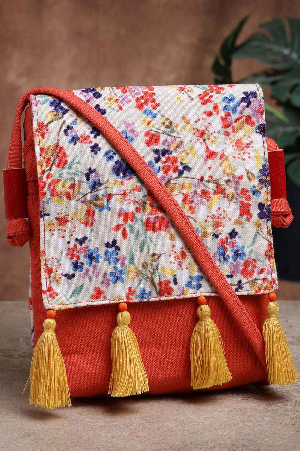 Lush Red And Multi Floral Printed Polycotton Sling Bag