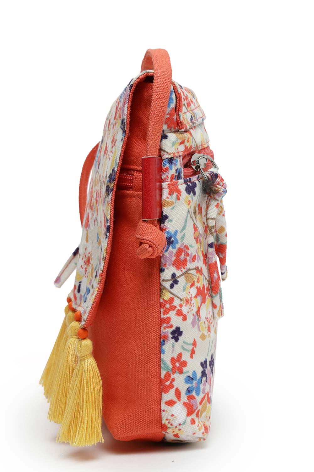 Lush Red And Multi Floral Printed Polycotton Sling Bag