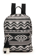 Black Jacquard Cotton Backpack