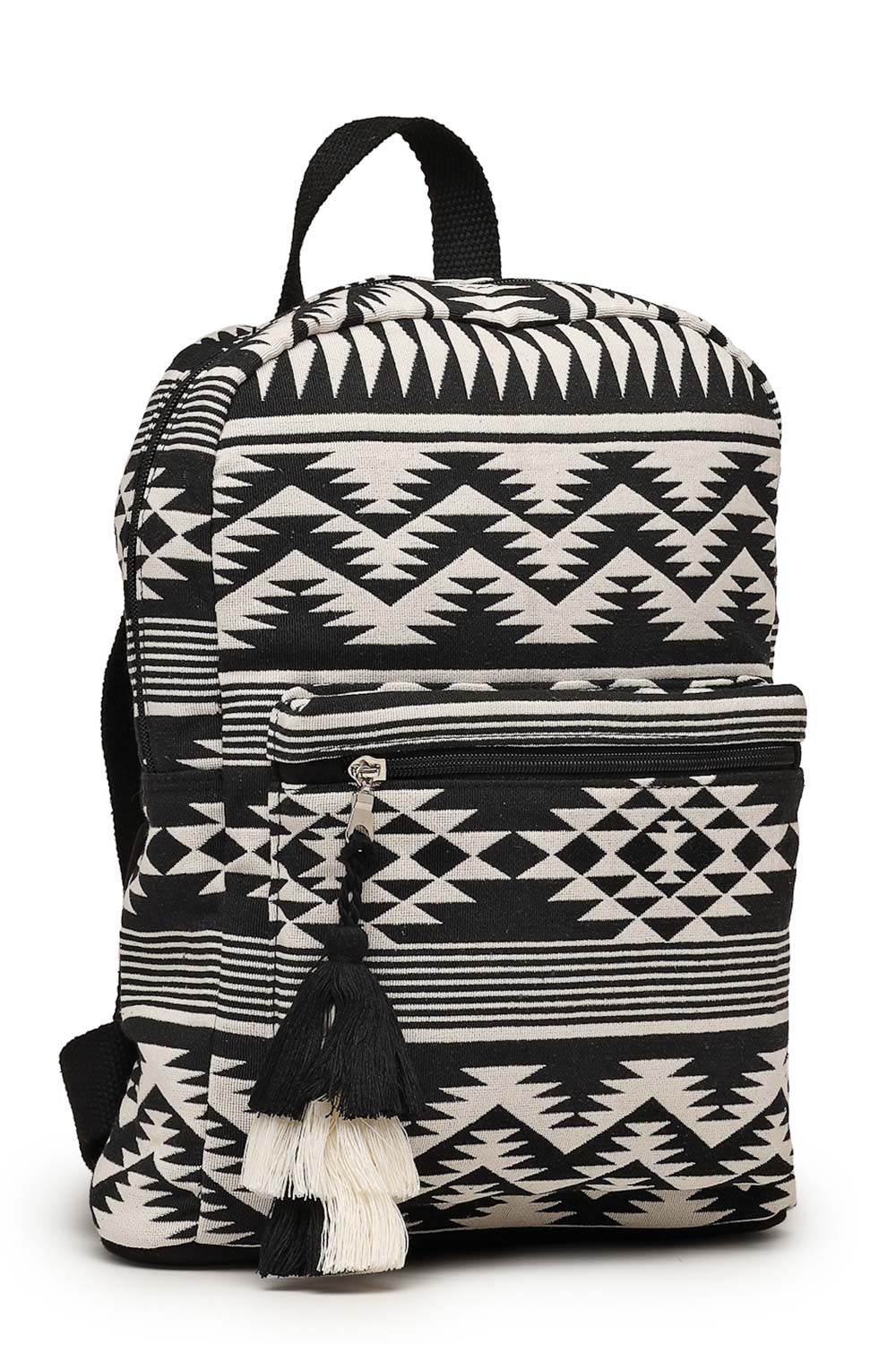 Black Jacquard Cotton Backpack