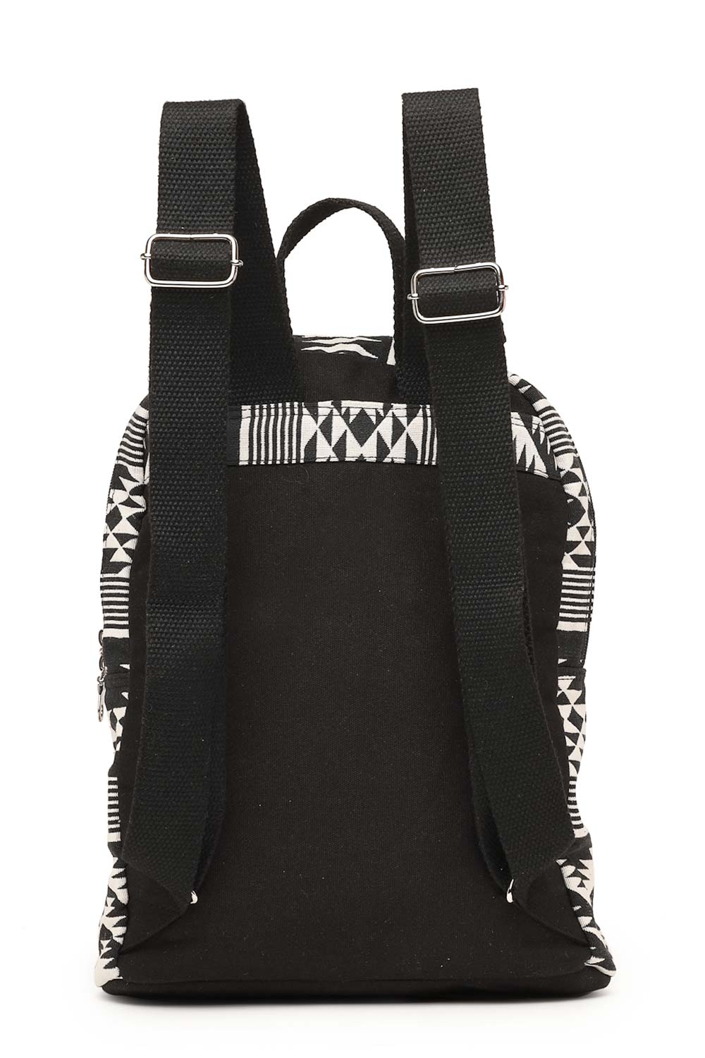 Black Jacquard Cotton Backpack