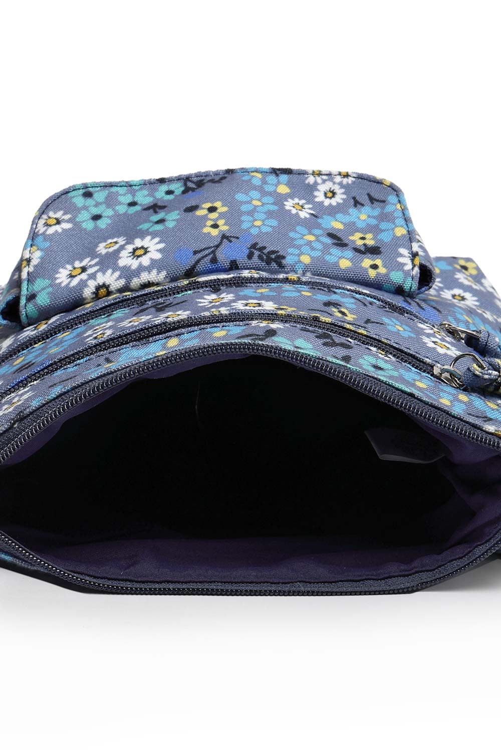 Lush Grey And Multi Floral Printed Polycotton Sling Bag