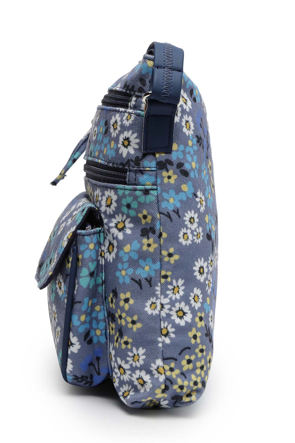 Lush Grey And Multi Floral Printed Polycotton Sling Bag