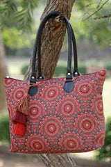 Tribal Red And Multi Mandala Printed Polycotton Shoulder Bag