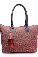 Tribal Red And Multi Mandala Printed Polycotton Shoulder Bag