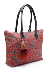 Tribal Red And Multi Mandala Printed Polycotton Shoulder Bag