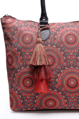 Tribal Red And Multi Mandala Printed Polycotton Shoulder Bag