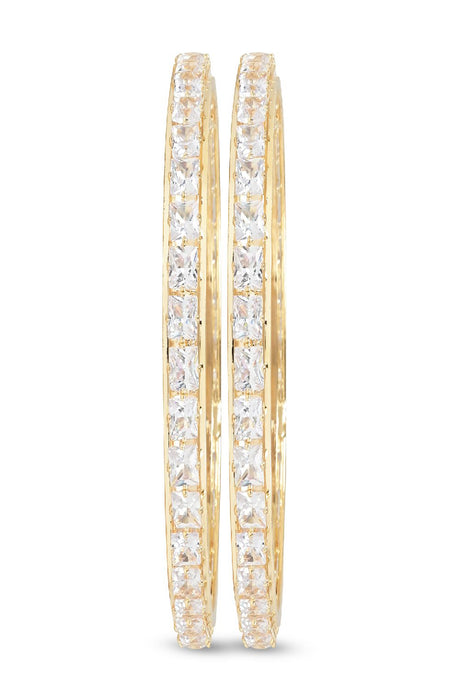 Gold Plated Thick Brass Bangles Encased With CZ American Diamonds