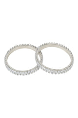 Silver Plated Thick Brass Bangles Encased With CZ American Diamonds
