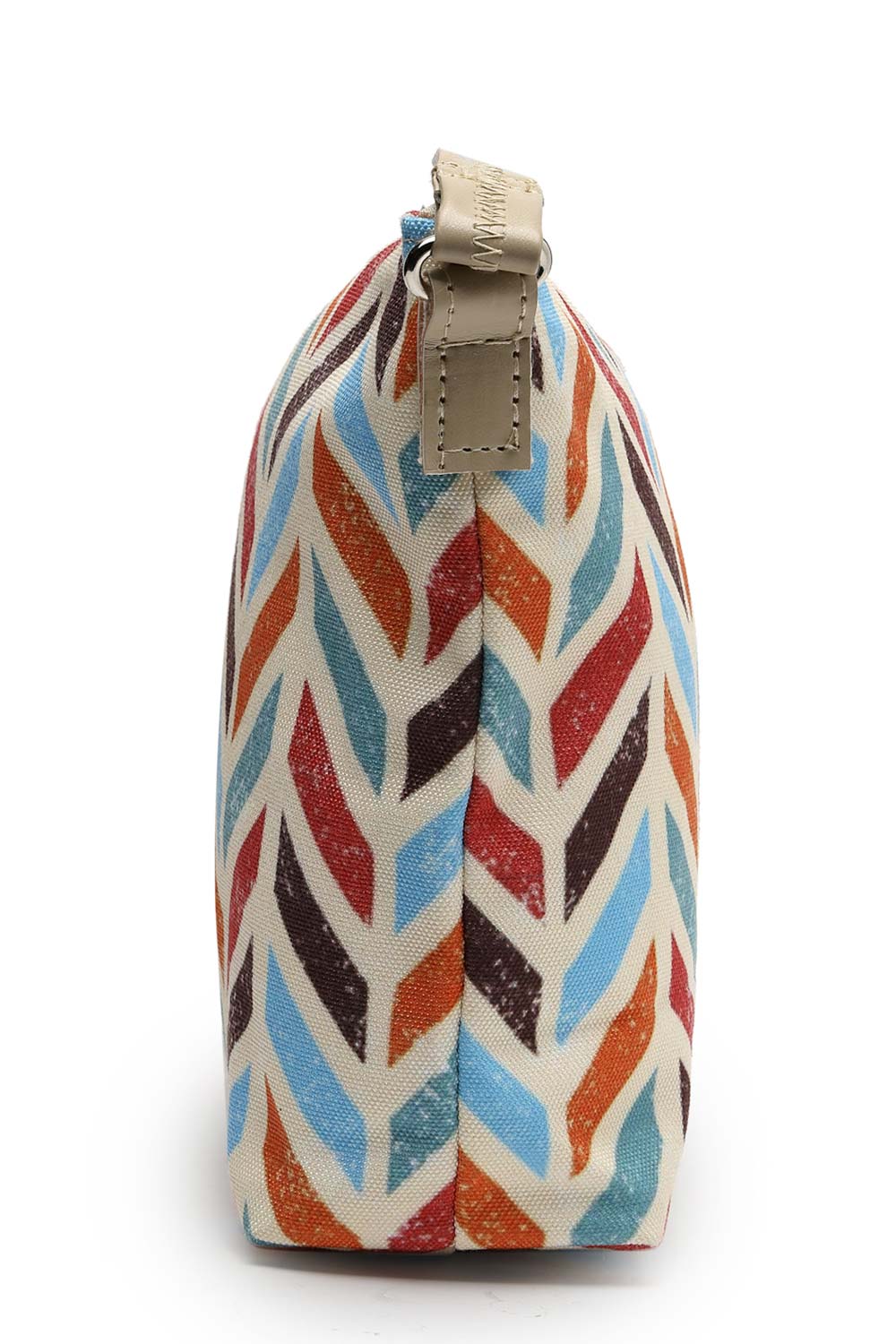 Geomat Natural And Multi Chevron Printed Polycotton Sling Bag