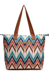 Beige Ikat Polycotton Tote Bag