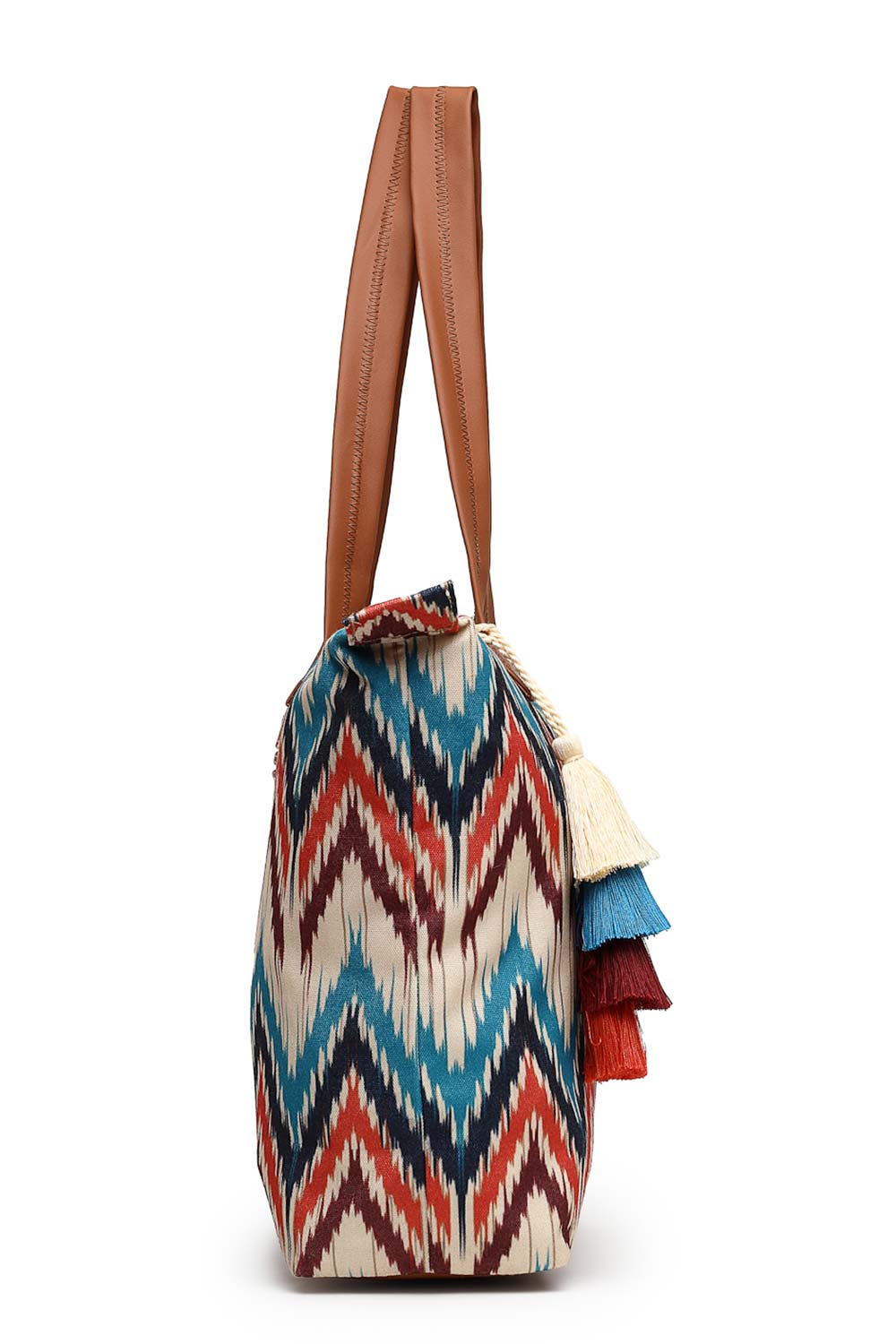 Beige Ikat Polycotton Tote Bag