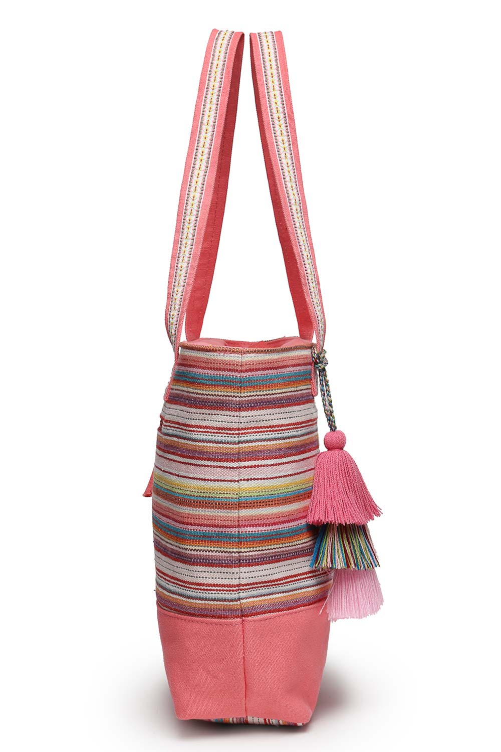 Orange Stripe Jacquard Cotton Canvas Tote Bag