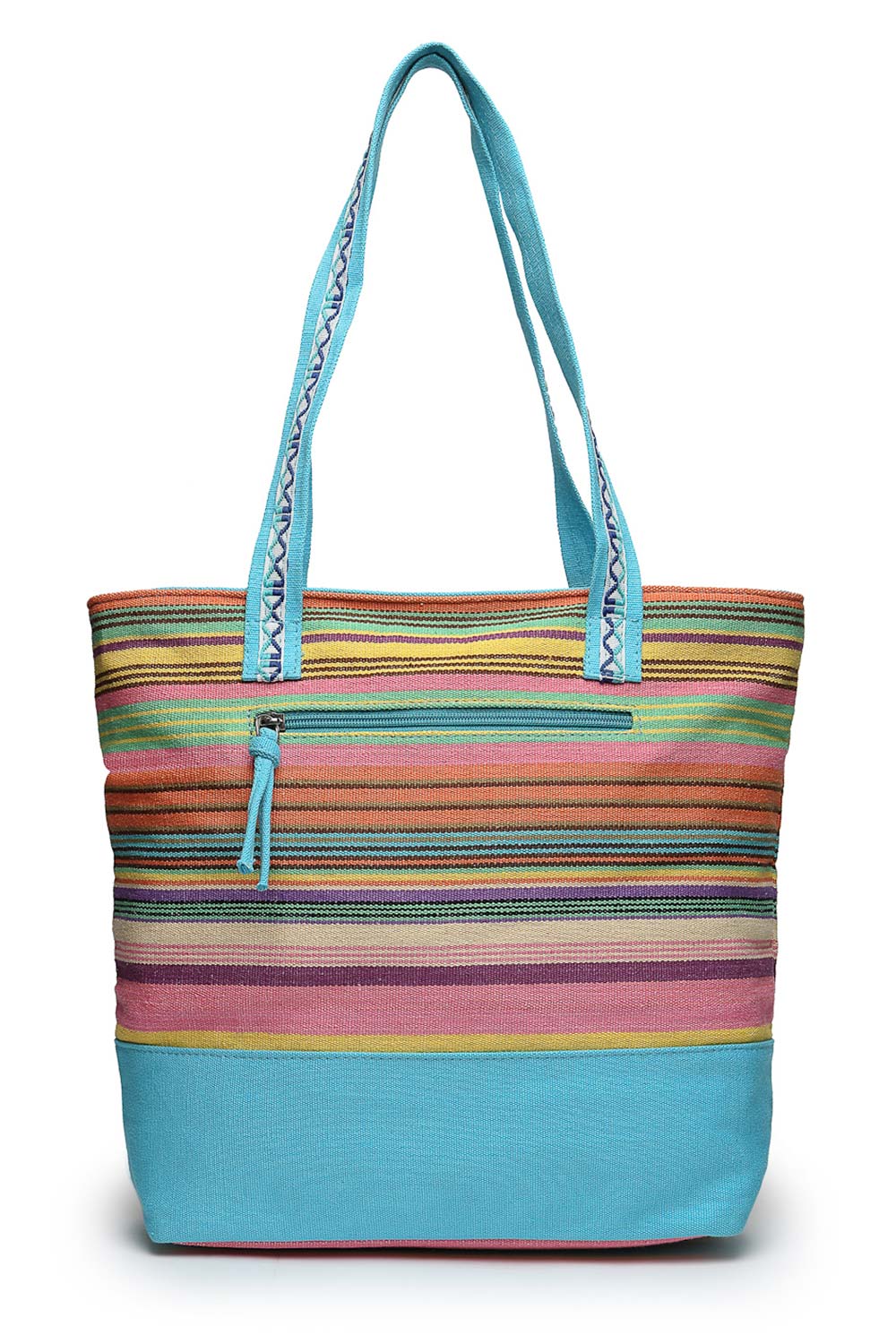 Blue Stripe Jacquard Cotton Canvas Tote Bag