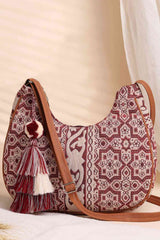 Red Jacquard Cotton Sling Bag