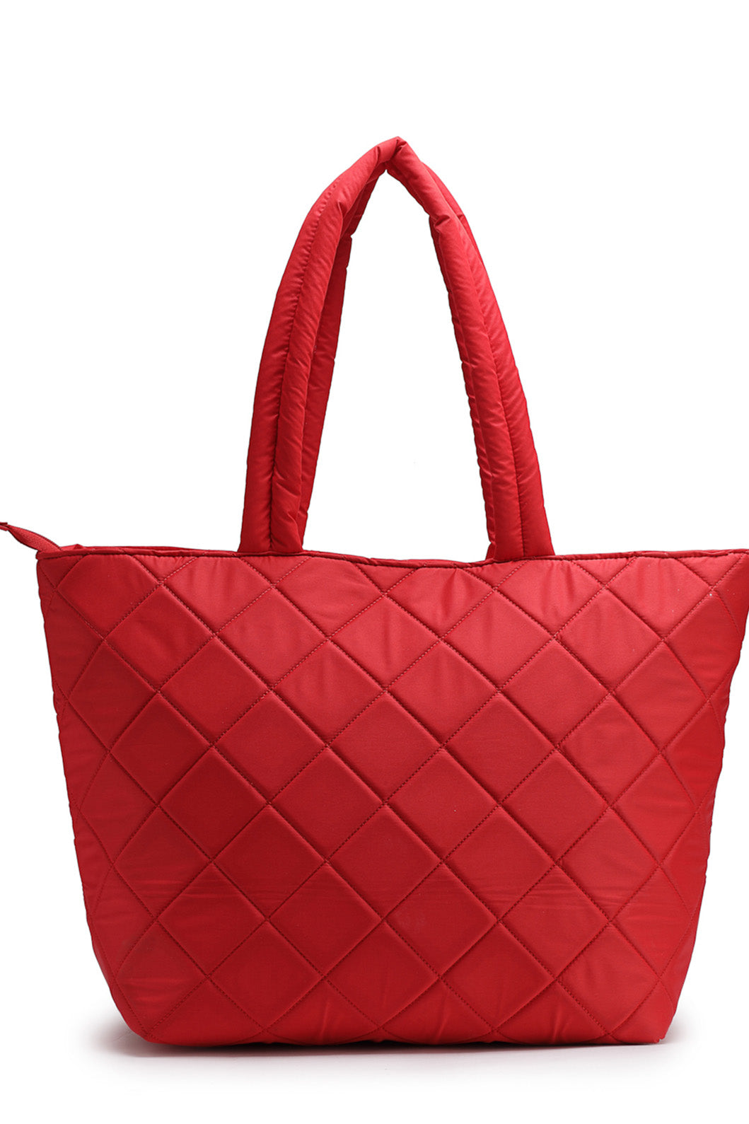 Red Diamond Quilted Polyester Handheld Bag