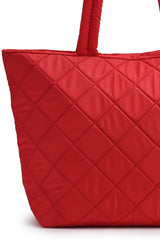 Red Diamond Quilted Polyester Handheld Bag