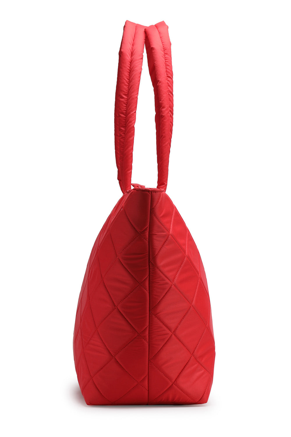 Red Diamond Quilted Polyester Handheld Bag