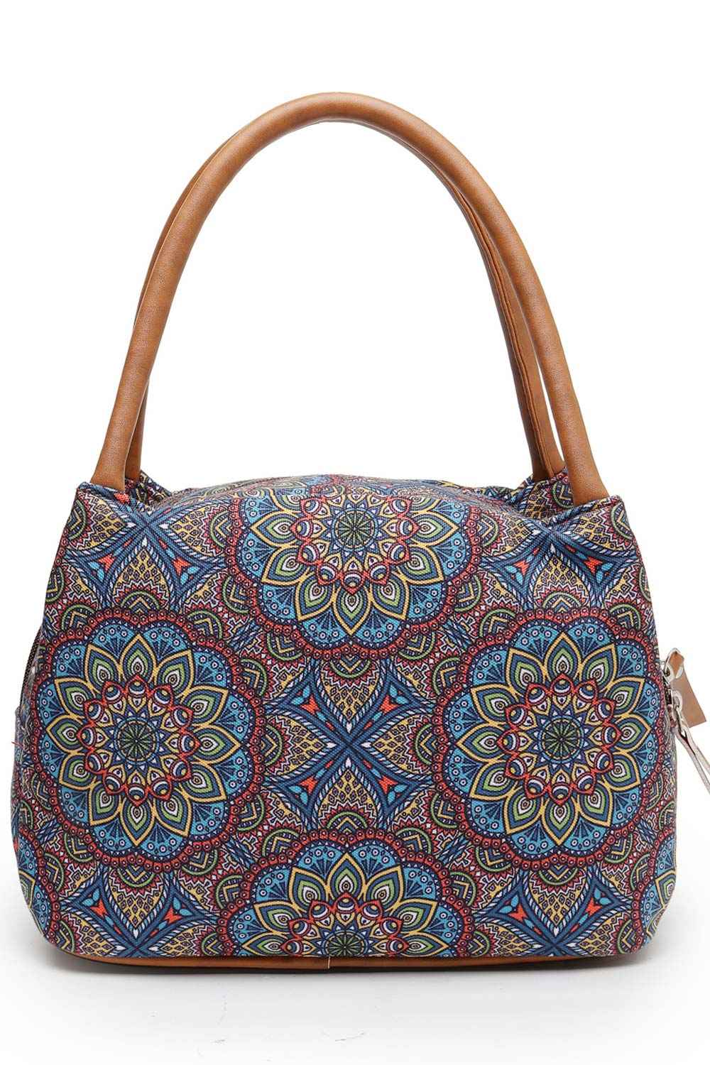 Tribal Multi And Tan Mandala Cotton Jacquard Handheld Bag