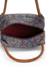 Tribal Multi And Tan Mandala Cotton Jacquard Handheld Bag