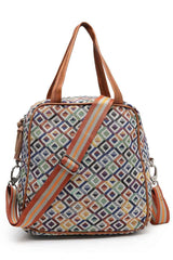 Geomat Multi And Tan Diamond Cotton Jacquard Sling Bag