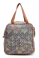 Geomat Multi And Tan Diamond Cotton Jacquard Sling Bag