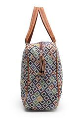 Geomat Multi And Tan Diamond Cotton Jacquard Sling Bag