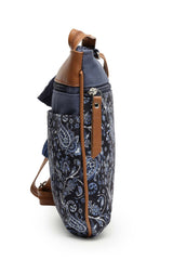 Lush Navy And Tan Paisely Printed Polycotton Sling Bag