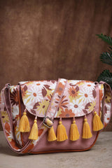 Lush Dusty Pink And Multi Floral Printed Polycotton Sling Bag