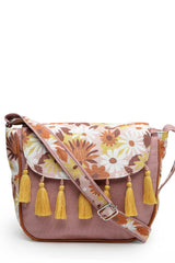 Lush Dusty Pink And Multi Floral Printed Polycotton Sling Bag