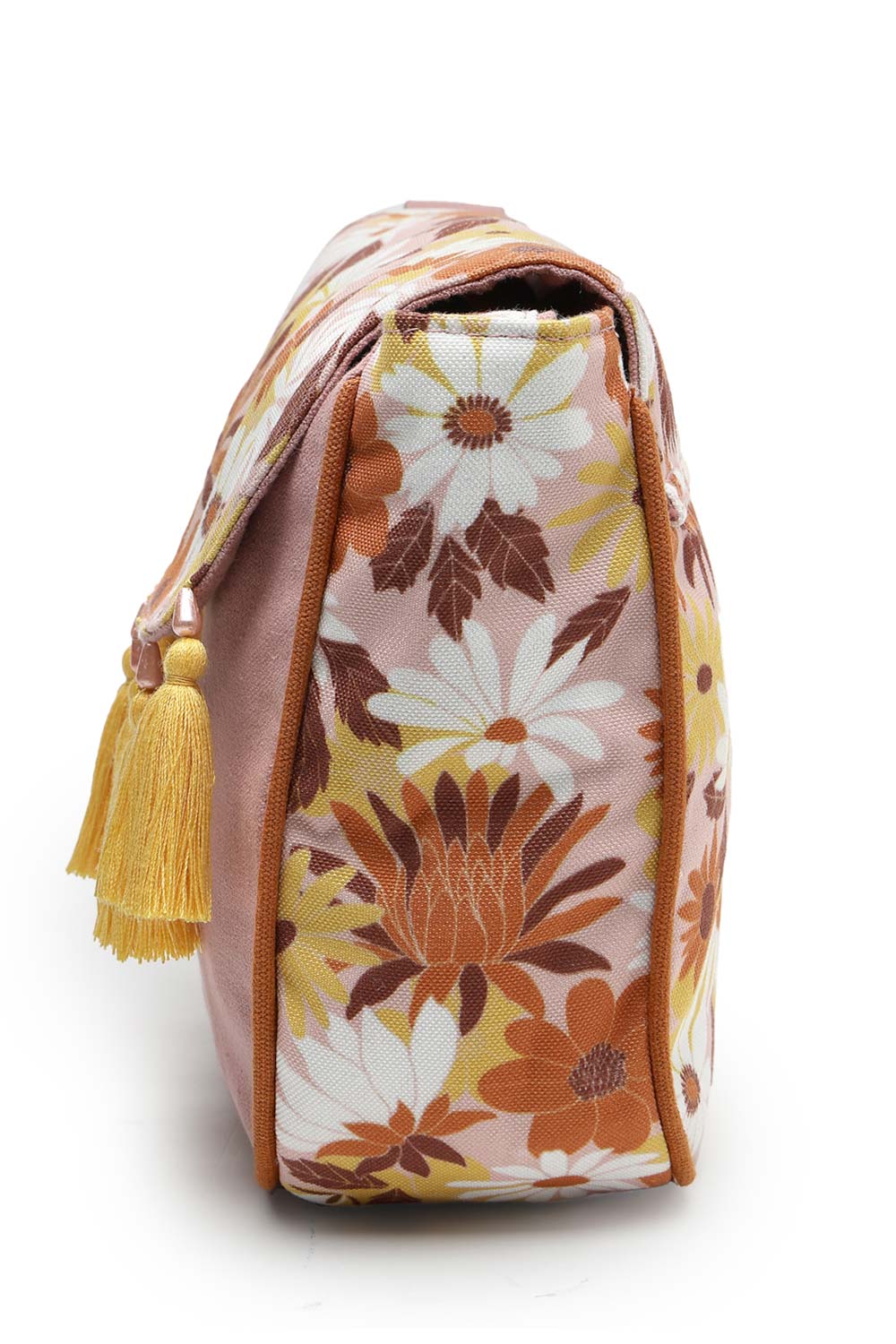 Lush Dusty Pink And Multi Floral Printed Polycotton Sling Bag