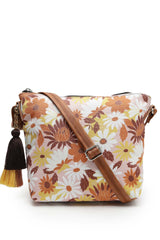 Lush Dusty Pink And Multi Floral Printed Polycotton Sling Bag