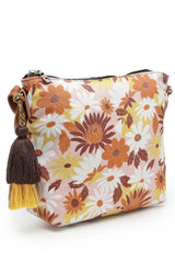 Lush Dusty Pink And Multi Floral Printed Polycotton Sling Bag