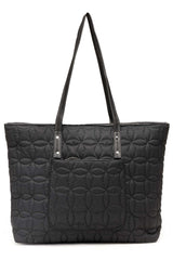 Black Maple Leaf Quilted Polyester Tote Bag