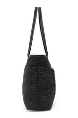 Black Maple Leaf Quilted Polyester Tote Bag