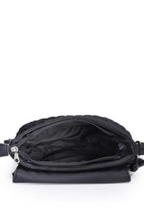 Black Chevron Quilted Polyester Sling Bag