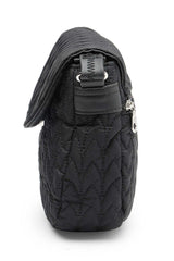 Black Chevron Quilted Polyester Sling Bag