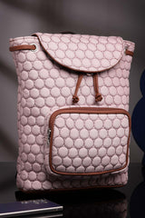 Dusty Pink Geometric Quilted Polyester Backpack Bag