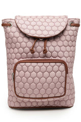 Dusty Pink Geometric Quilted Polyester Backpack Bag