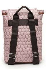 Dusty Pink Geometric Quilted Polyester Backpack Bag