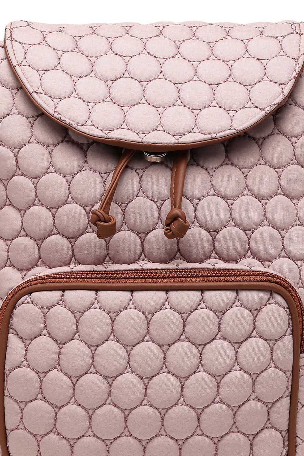 Dusty Pink Geometric Quilted Polyester Backpack Bag