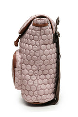 Dusty Pink Geometric Quilted Polyester Backpack Bag