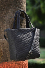 Black Quilted Polyester Sling Bag