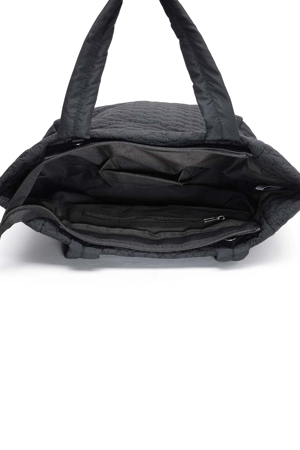 Black Quilted Polyester Sling Bag