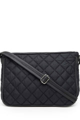 Black Geometric Quilted Polyester Sling Bag