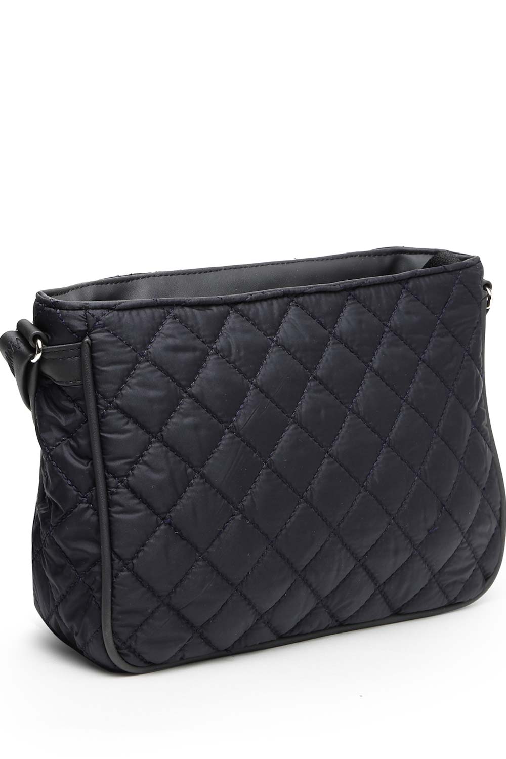 Black Geometric Quilted Polyester Sling Bag