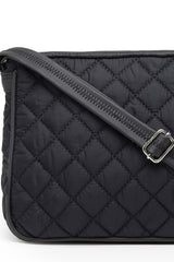 Black Geometric Quilted Polyester Sling Bag