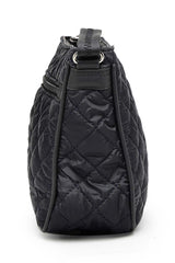 Black Geometric Quilted Polyester Sling Bag