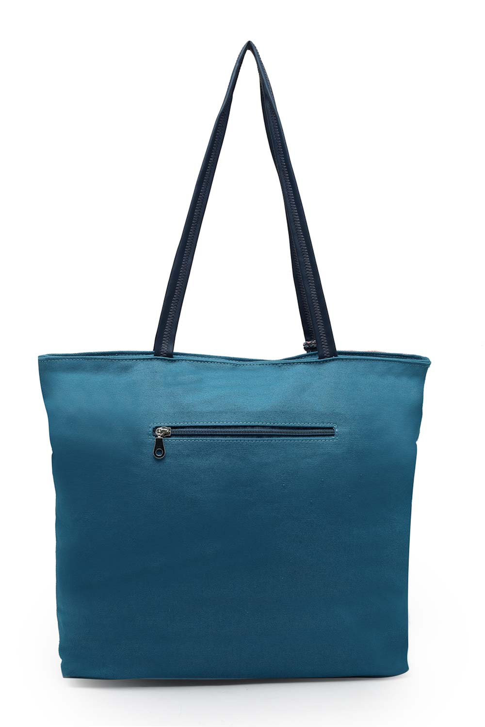 Geomat Turquoise Blue And Multi Ethnic Cotton Jacquard Tote Bag