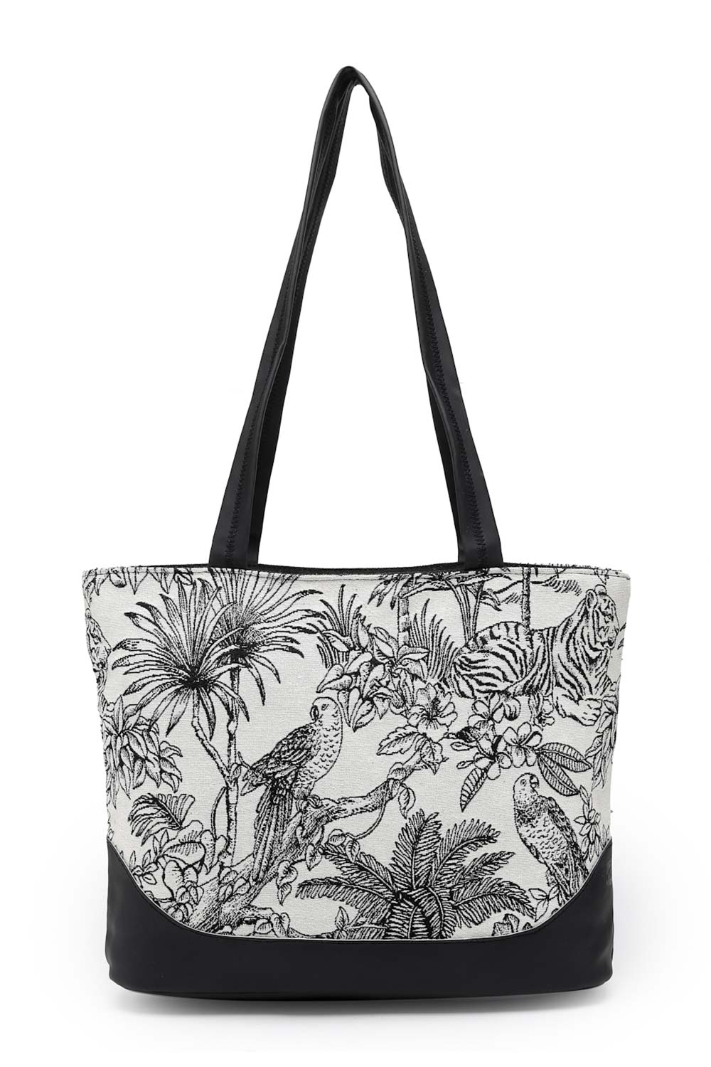 Animal Black And White Toile Cotton Jacquard Shoulder Bag